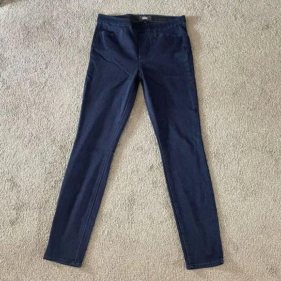 PAIGE Women's Hoxton Ultra Skinny Pull-On Jeans - High Rise, Stretch Denim In Dark Blue - View #4